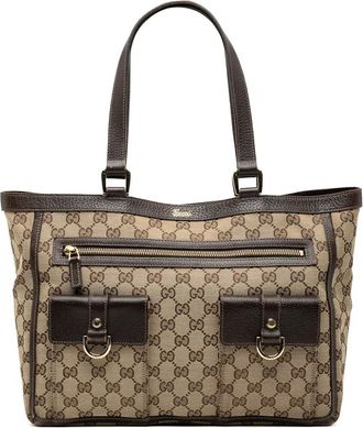 Gucci 2000-2015 GG Abbey D Ring canvas shopper met zak - Bruin
