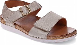 Revere Comfort Shoes Womens Georgia Sandal In Gold Linen