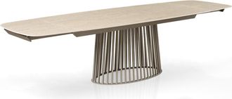 Oresteluchetta Mesa extensible cer&aacute;mica/metal travertino-platino 75,5x100x200-300