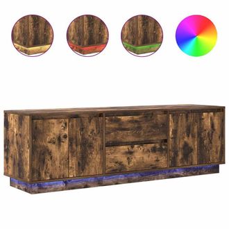 Berkfield Home TV Cabinet with LED Lights Smoked Oak 160.5x41x50 cm in Brown