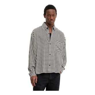 Won Hundred Button-down Shirt - Heren - Casual Overhemden - Zwart - M - Polyester - Overhemden