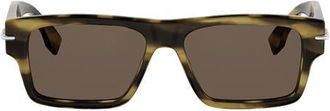 Fendi Selleria 54mm Rectangular Sunglasses in Brown Horn /Brown at Nordstrom