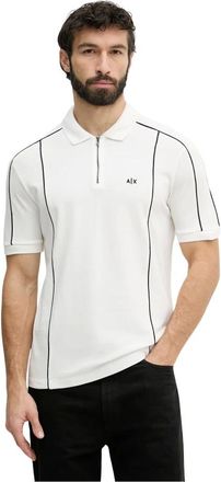A|X Armani Exchange Tops, Heren, Wit, M, Katoen, Poloshirt met halve rits