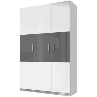 Mirjan24 Armario Salmere 108, Blanco + Blanco Brillante + Gris Brillante, 198x120x55cm, Puertas De Armario: Con Bisagras, N&uacute;mero De Estantes: 0