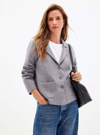 Contemporaine Womens Boxy-fit notched-collar Cardigan Sweater