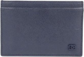 Chanel Pre-owned Card Case - Dames - Vintage Accessoires - Blauw - ONE Size - Leer - Vintage