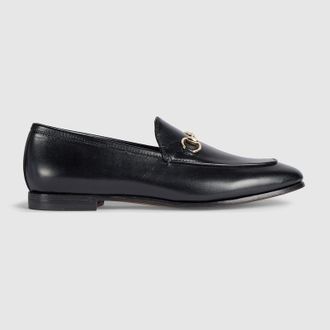 Gucci Womens Gucci Jordaan Loafer, Black, Leather