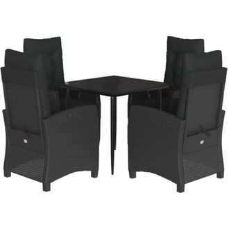 vidaXL Set De Muebles Jard&iacute;n 5 Pzas Con Cojines Rat&aacute;n Sint&eacute;tico Negro Vidaxl