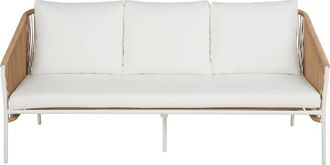 Maisons du monde Sof&aacute; de jard&iacute;n de 3 plazas de resina reciclada beige y metal blanco