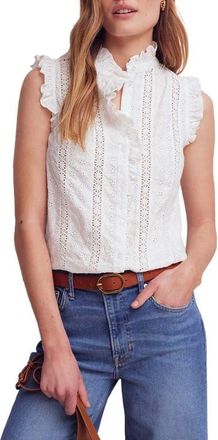 Boden Isabel Sleeveless Cotton Broderie Top in White at Nordstrom, Size 12