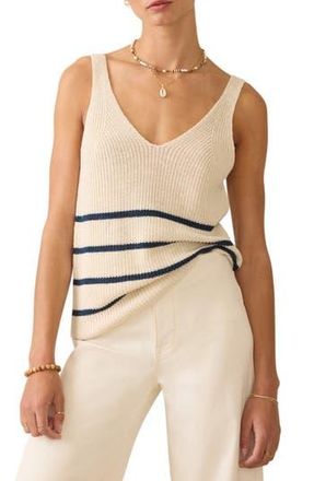 Faherty Miramar Linen & Organic Cotton Blend Sweater Tank in Sand Cove Stripe at Nordstrom Rack, Size X-Small