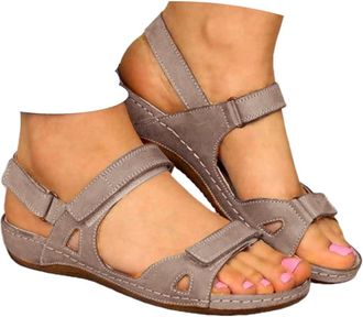 Generic Sandals for Women 2026 Comfortable Casual Wedge Sandals Open Toe Adjustable Ankle Strap Sandals Summer Wide Fit Low Heel Walking Sandals with Arch Sup