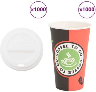 vidaXL Vasos De Caf&eacute; De Papel Con Tapa 1000 Uds 16oz 400ml Vidaxl