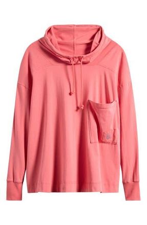 Free People FP Movement Hot Shot Stretch Cotton Fleece Hoodie in Hibiscus at Nordstrom Rack, Size X-Small