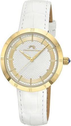 Porsamo Bleu Monroe Leather Strap Watch in White Gold Tone at Nordstrom Rack