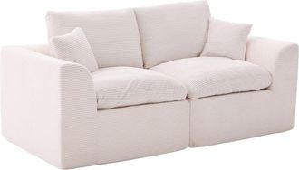 Urban Meuble Sof&aacute; de dos plazas en pana beige, estilo n&oacute;rdico