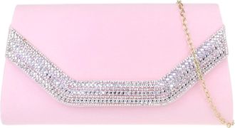 Girly HandBags Womens Diamante Frame Clutch Bag (Pink)