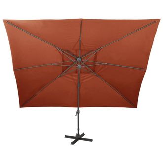 Berkfield Home Durable Cantilever Garden Parasol with Double Top Terracotta 400x