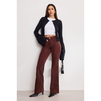 Good American Womens Good Legs Flare Corduroy Pants | Walnut, Size 20 Plus | Good American by Khlo&Egrave; Kardashian