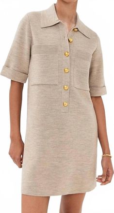 Veronica Beard Madden Knit Dress In Oatmeal Melange