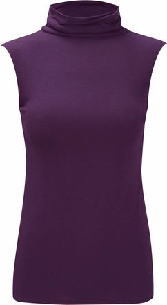 Generic New Ladies Polo Neck Womens Plus Size Sleeveless Stretch Turtle Neck Jersey Basics Top. UK 8-26