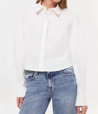 SIMKHAI Renata Cropped Button Down Shirt In White