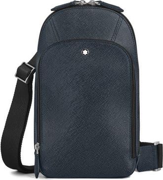Montblanc Sartorial Convertible Leather Sling Bag in Tweed Blue at Nordstrom