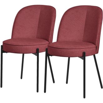 ML Design ML-Design Set 2 Sedie da Sala Pranzo Rossa in Poliestere Gambe in Metallo, Struttura in Acciaio, con Schienale Semi-Rotondo, Poltrone Ergonomiche