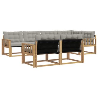 vidaXL Conjunto De Sof&aacute;s De Exterior 7 Pcs Blanco Y Gris Claro Vidaxl