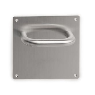 Emuca Juego De Manillas Con Placa De 17x17 Cm Para Puertas De Interior, Forma En U, Acero Inoxidable, N&iacute;quel Satinado - Emuca