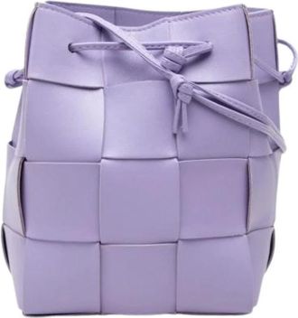 Bottega Veneta Pre-owned Woven Nappa Bucket Bag - Dames - Vintage Tas - Paars - ONE Size - Leer - Vintage