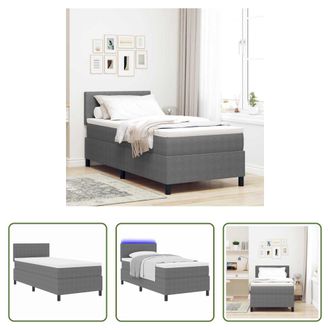vidaXL Vidaxl Cama Box Spring Led Gris Claro Y. 100 X 200 Cm Tela De Pana