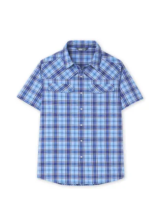Stio | Mens Eddy Shirt Short Sleeve, Size Extra Extra Extra Large in Larkspur Blue Plaid