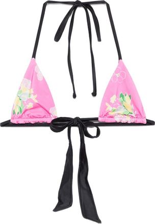 Frankies Bikinis Coastal Floral-print Tied Bikini Top