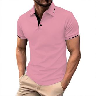 Generic Polo Shirt Men Shortsleeves Summer Shirts 2 Button Turndown Workwear Soild Color Breathable Tshirts Lightweight Comfort Shiteshirts Regular Fit Busine
