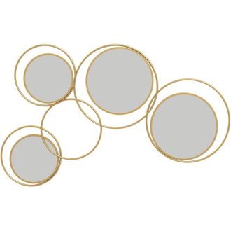 HOMCOM Homcom - Espejo Decorativo De Pared De Metal 3d Adornos De Pared Met&aacute;licos Con 4 Espejos Redondos Para Sal&oacute;n Dormitorio Cocina Pasillo