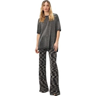 Missoni Boxy Crew Neck Sweater In Lam&eacute; in Silver at Nordstrom, Size 40 It