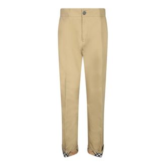 Burberry Straight Trousers, male, Beige, Size: XL Cotton Trousers