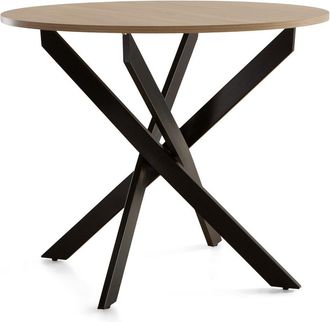 Home Heavenly Mesa redonda industrial &oslash;90 cm en color roble pata negra