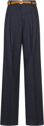 Max Mara Adunco Wijde Broek - Dames - Wijde Broeken - Blauw - S - Katoen - Broeken