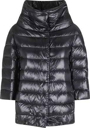 Herno Black Aminta High Collar Quilted Polyamide Down Jacket