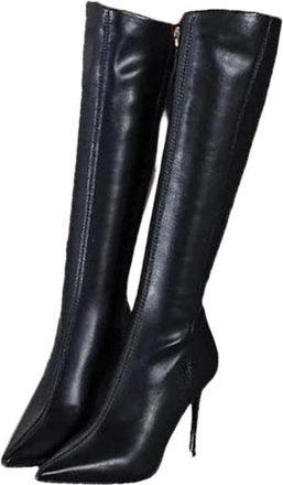 Generic Women Knee High Boots Pointed Toe High Heel Soft Pu Leather Winter Casual Outdoor Long Boot