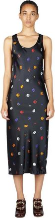 Sportmax Gemstone Print Midi Jurk - Dames - Casual kleedjes - Zwart - 2XS - Satijn - Kleedjes