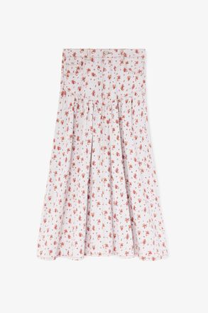 Ganni Peachskin Skirt in Printed Denim - Size 10/12 Organic Cotton