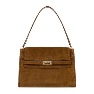 Tory Burch Tory Burch, Shoulder Bags, female, Brown, Size: ONE SIZE Lee Radziwill Suede Large Shoulder Bag