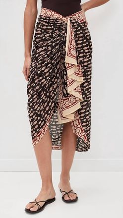 Guadalupe Design Greta Pareo Skirt In Black Multi