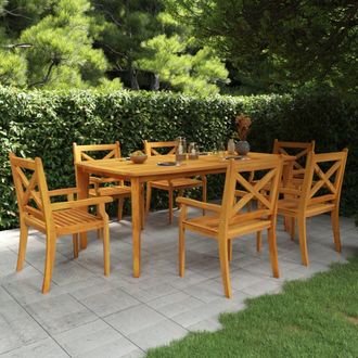 vidaXL Vidaxl - Juego De Comedor De Jard&iacute;n 7 Piezas Madera Maciza De Acacia