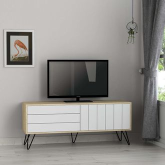 Decortie Picadilly TV Unit Multimedia Centre with Storage 139cm in Natural | Size: 1 Pack