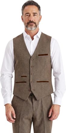 PAUL ANDREW Mens Brown Wool Blend Tweed Formal Waistcoat - Oscar