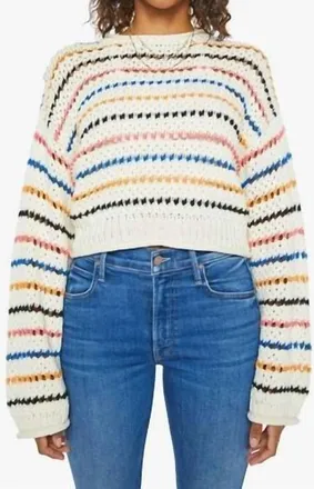 Mother Bell Sleeve Jumper Roll Sweater In She Sells Seashells